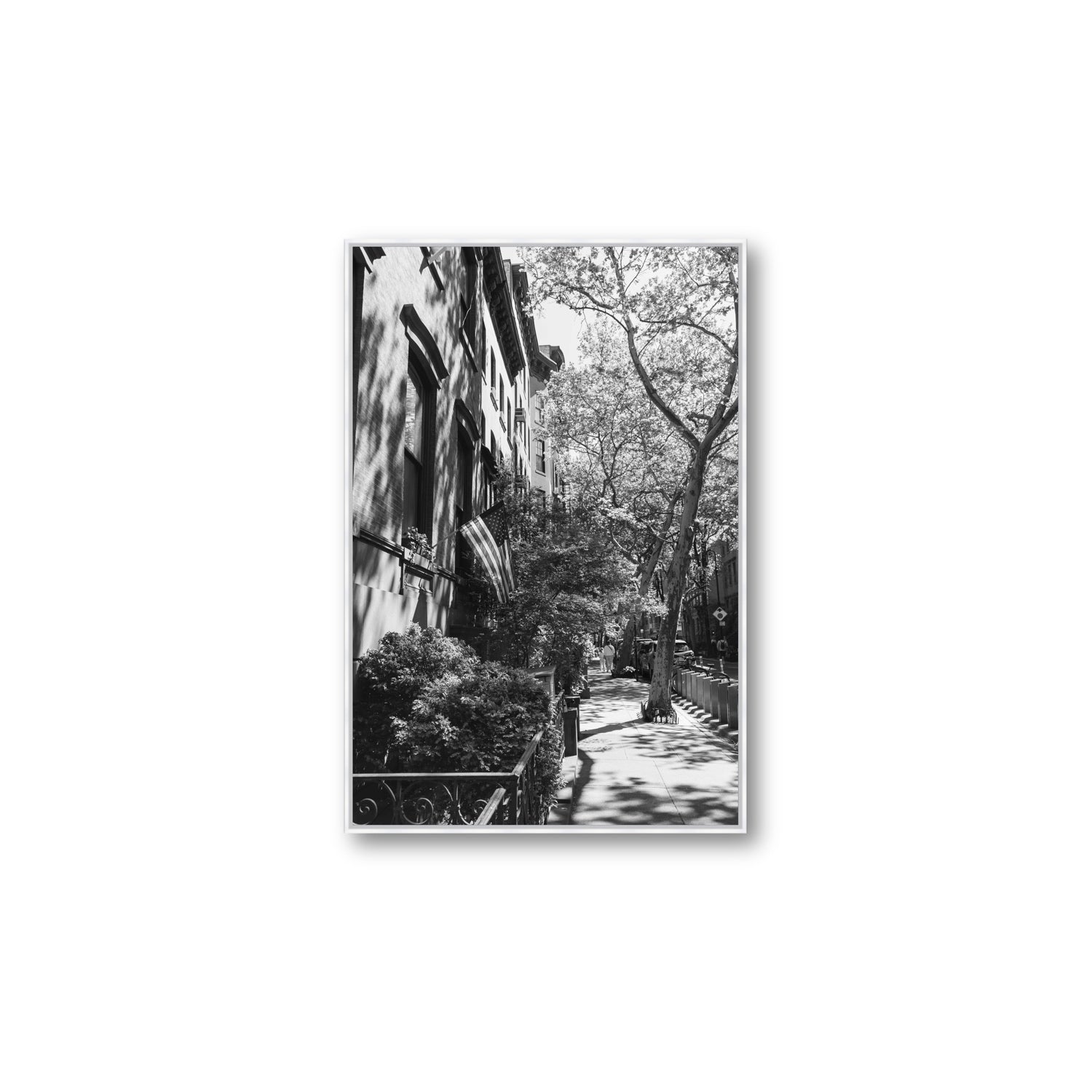 Urban Patriotism New York NYC Black & White wall art Large fine art canvas in white float frame