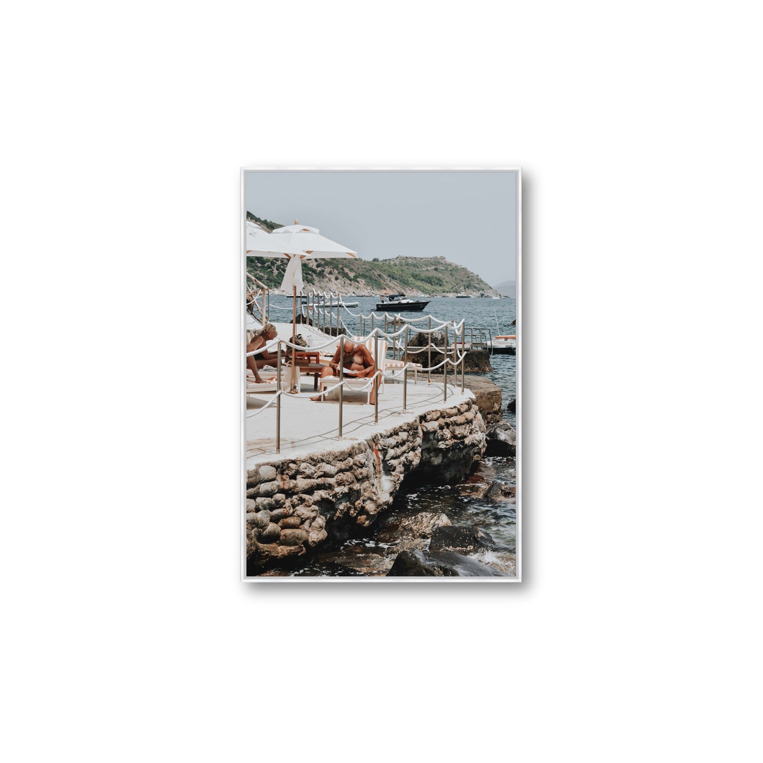 Nonno e Nonna Tuscany coastal Italian wall art Large fine art canvas in white float frame