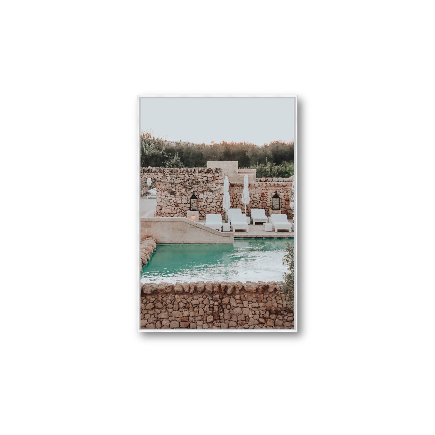 Stone Refuge fine art print, Puglia, Italy, Large, White Float Frame, Fine Art Canvas