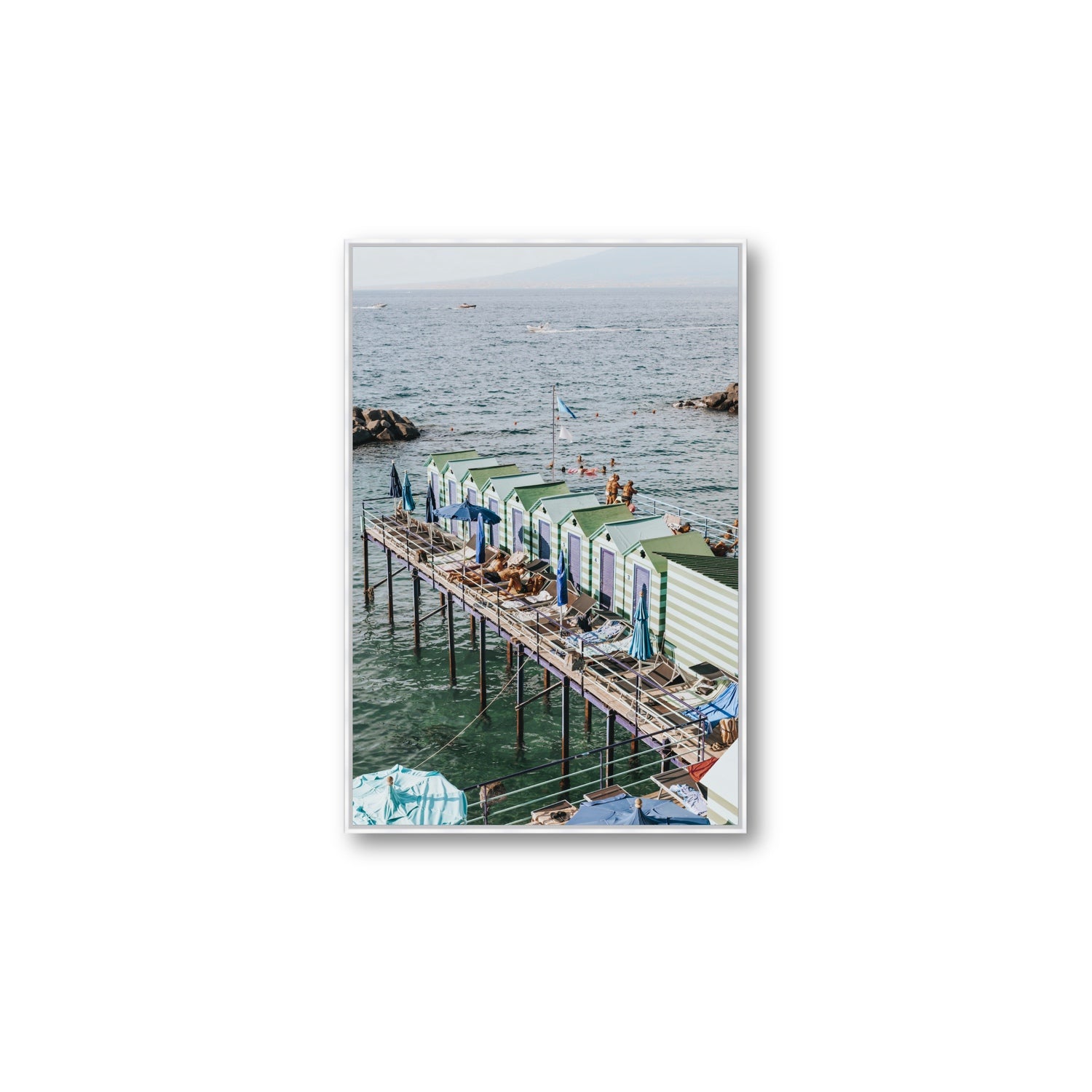 Cabine da Spiaggia fine art print, Sorrento, Italy, Large, White Float Frame, Fine Art Canvas