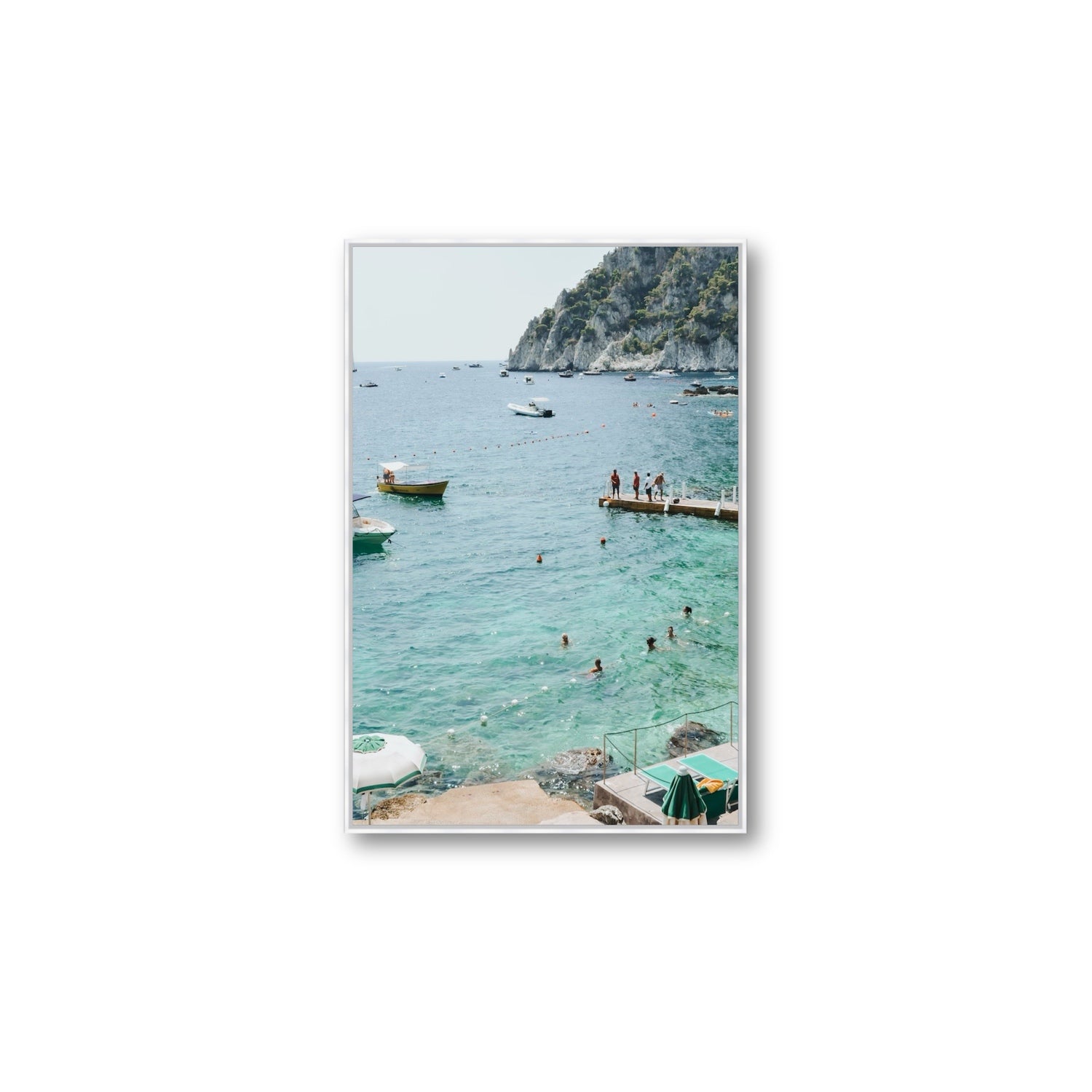 Delizia Pomeridiana Capri coastal wall art Large fine art canvas in white float frame