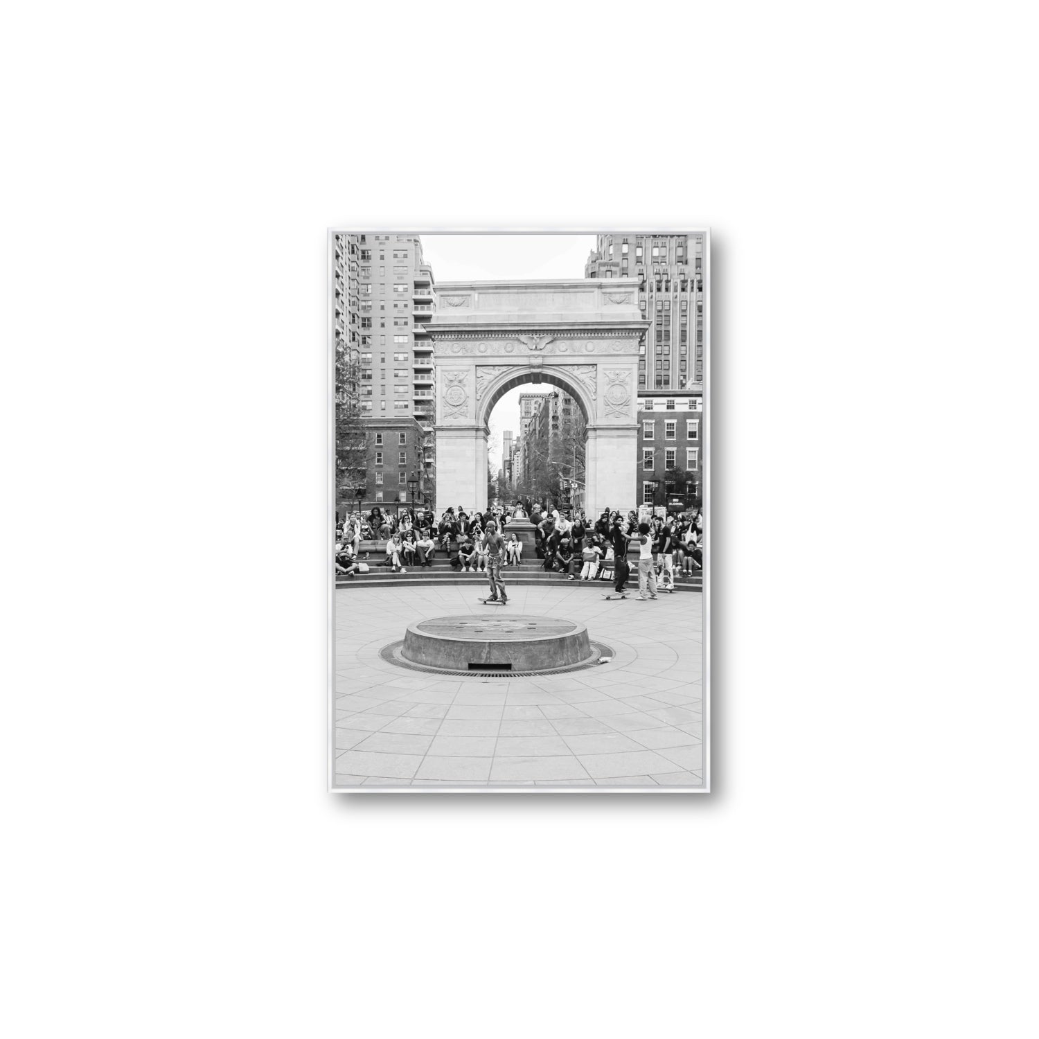 Concrete Conqueror New York NYC Skateboard wall art Large fine art canvas in white float frame