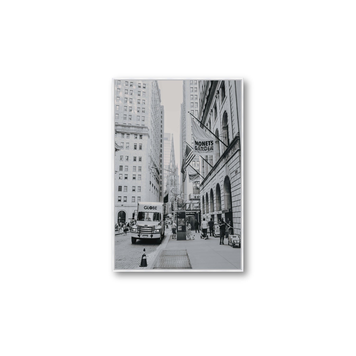 Metropolitan Monotone New York NYC Black & White wall art Large fine art canvas in white float frame