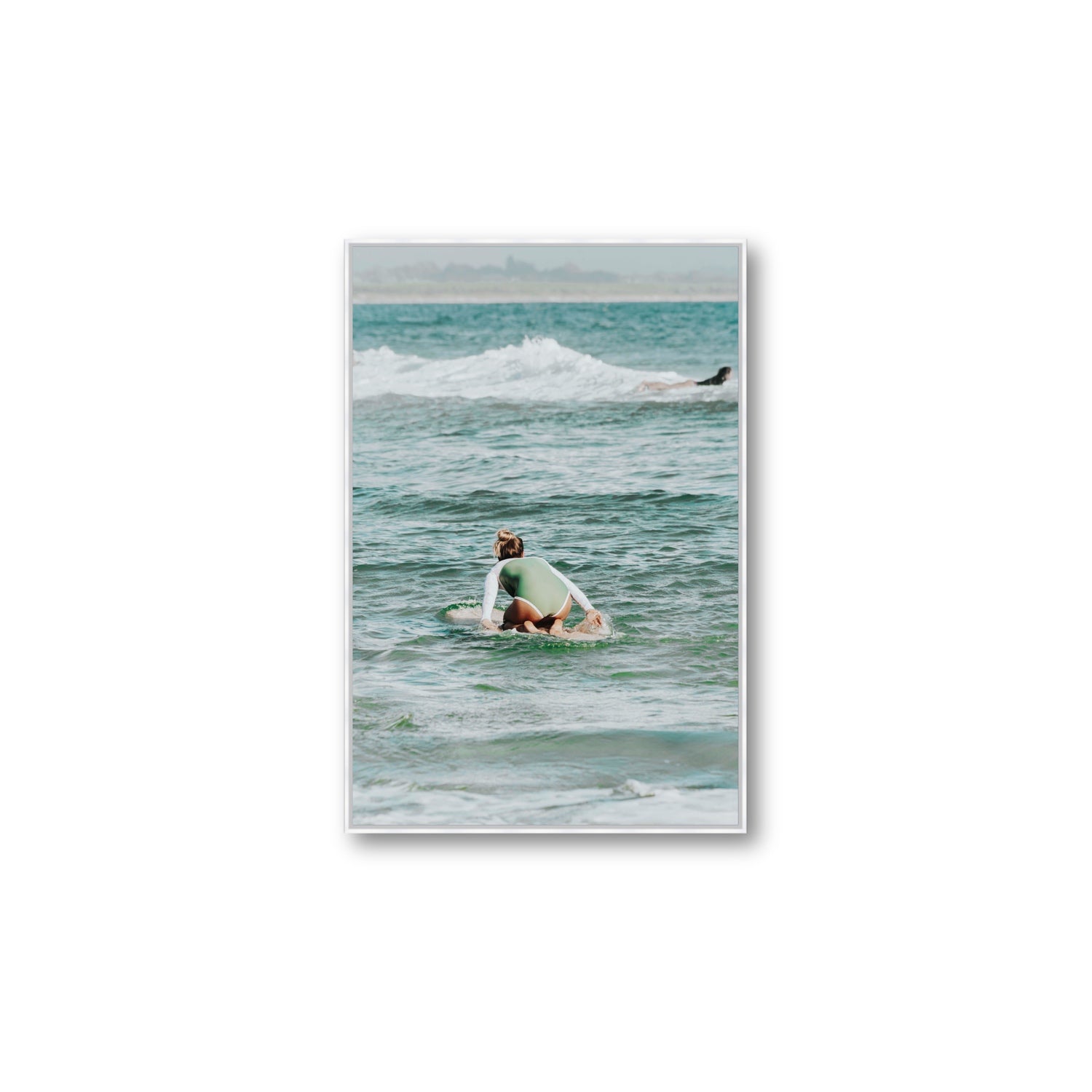 Quincy Byron Bay Surf coastal wall art Large fine art canvas in white float frame