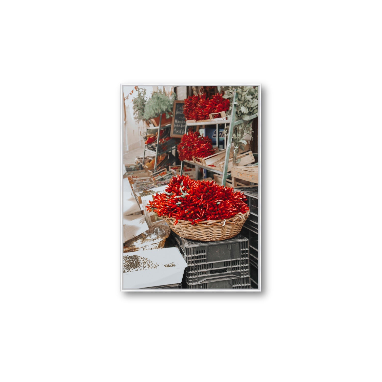 Fiery Cluster Puglia Italian wall art Large fine art canvas in white float frame