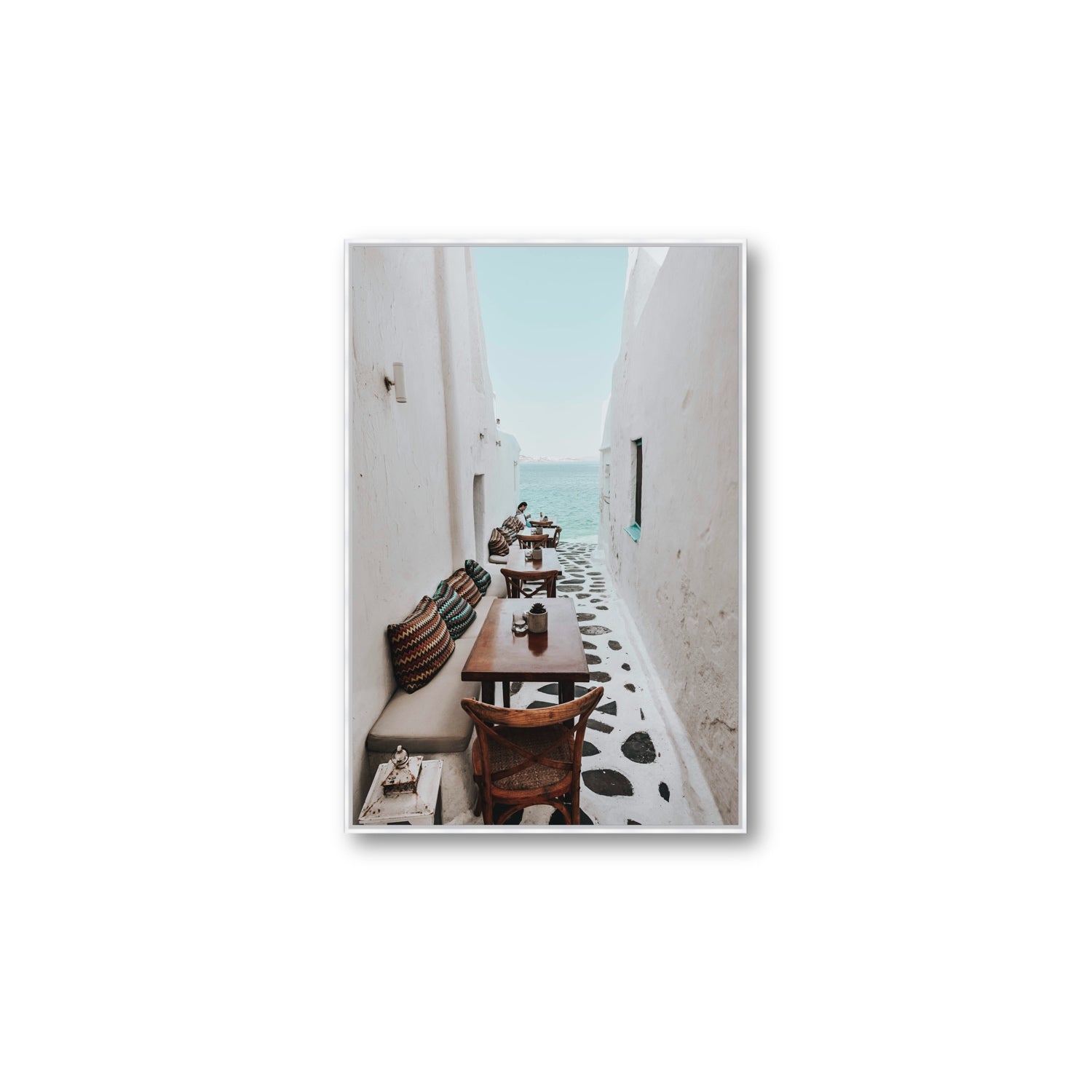 Trip Down Memory Lane fine art print, Mykonos, Greece, Large, White Float Frame, Fine Art Canvas
