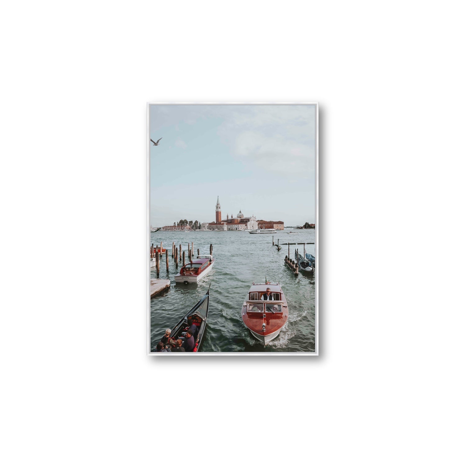 Galleggiante Venice Italian wall art Large fine art canvas in white float frame