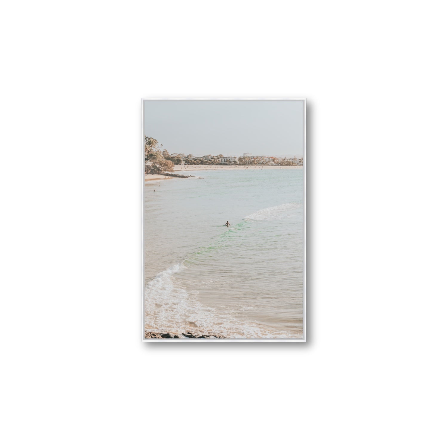 Salt Reverie fine art print, Noosa, Australia, coastal scenes artwork, Large, White Float Frame, Fine Art Canvas