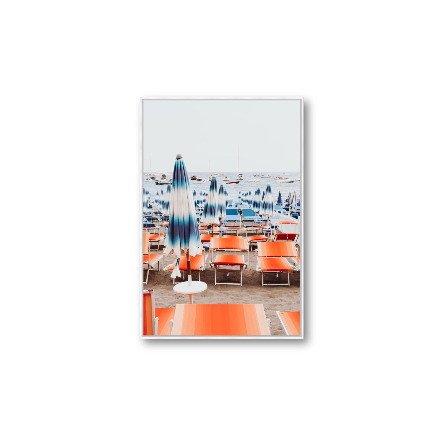 Orange Crush fine art print, Positano, Italy, Large, White Float Frame, Fine Art Canvas