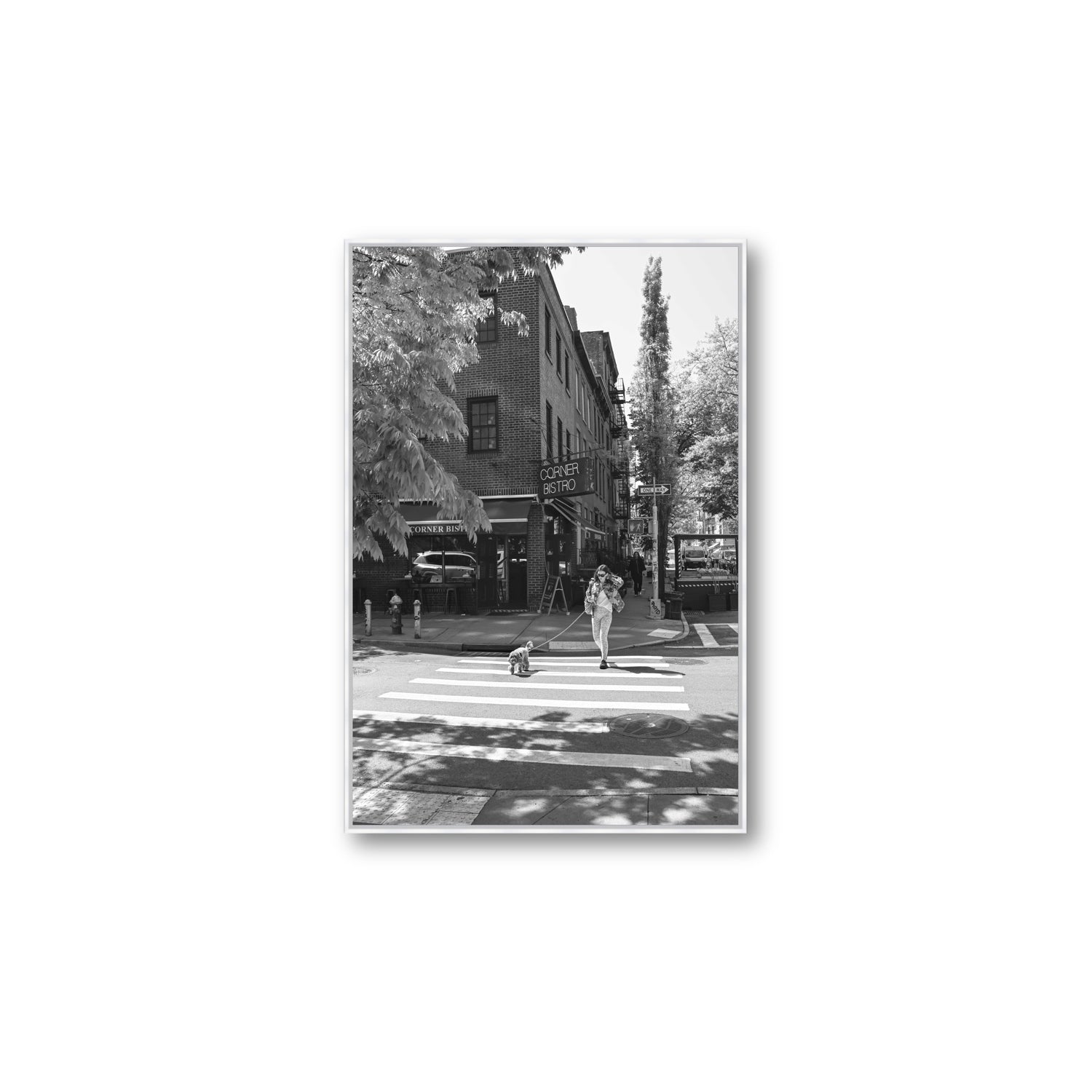 Sunlit Stroll New York NYC Black & White wall art Large fine art canvas in white float frame