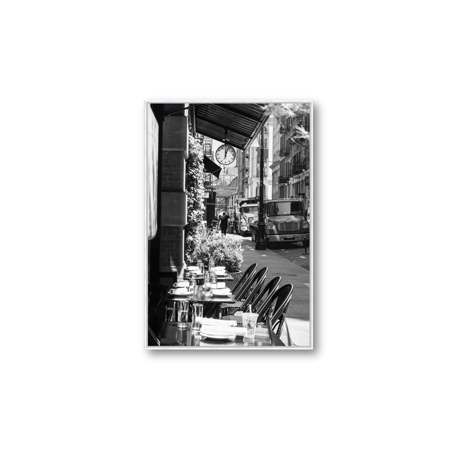 Mercer Street New York NYC Black & White wall art Large fine art canvas in white float frame