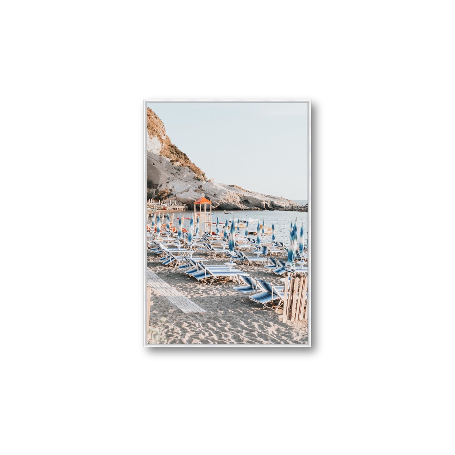 The Golden Hour Ischia Italian coastal wall art Large fine art canvas in white float frame