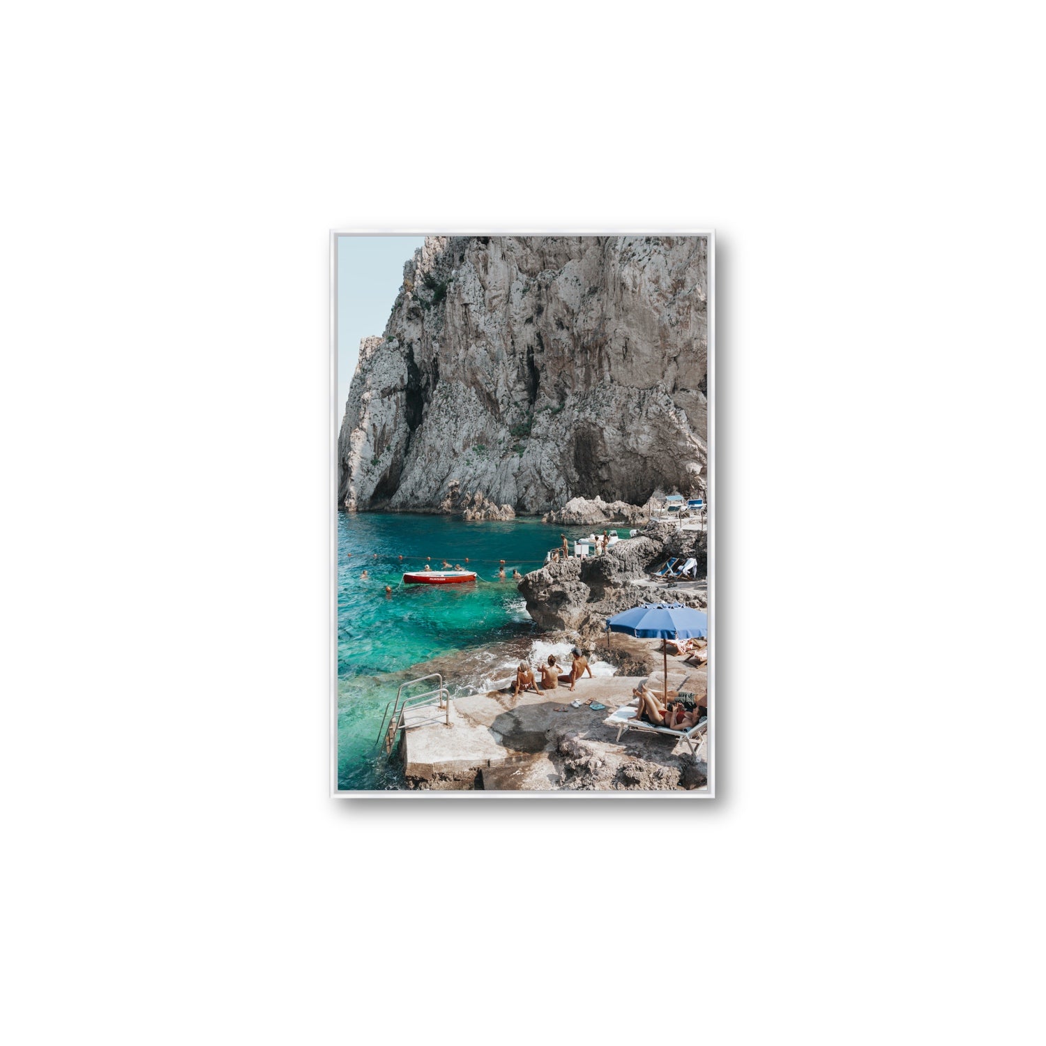 Tranquility fine art print, Capri, Italy, Large, White Float Frame, Fine Art Canvas