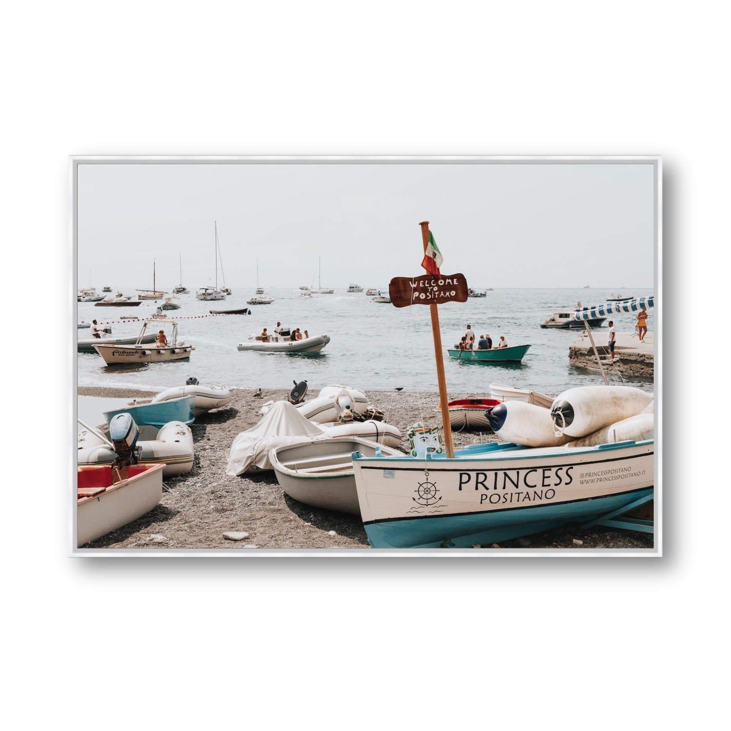 Princess Positano fine art print, Positano, Italy, Statement, White Float Frame, Fine Art Canvas