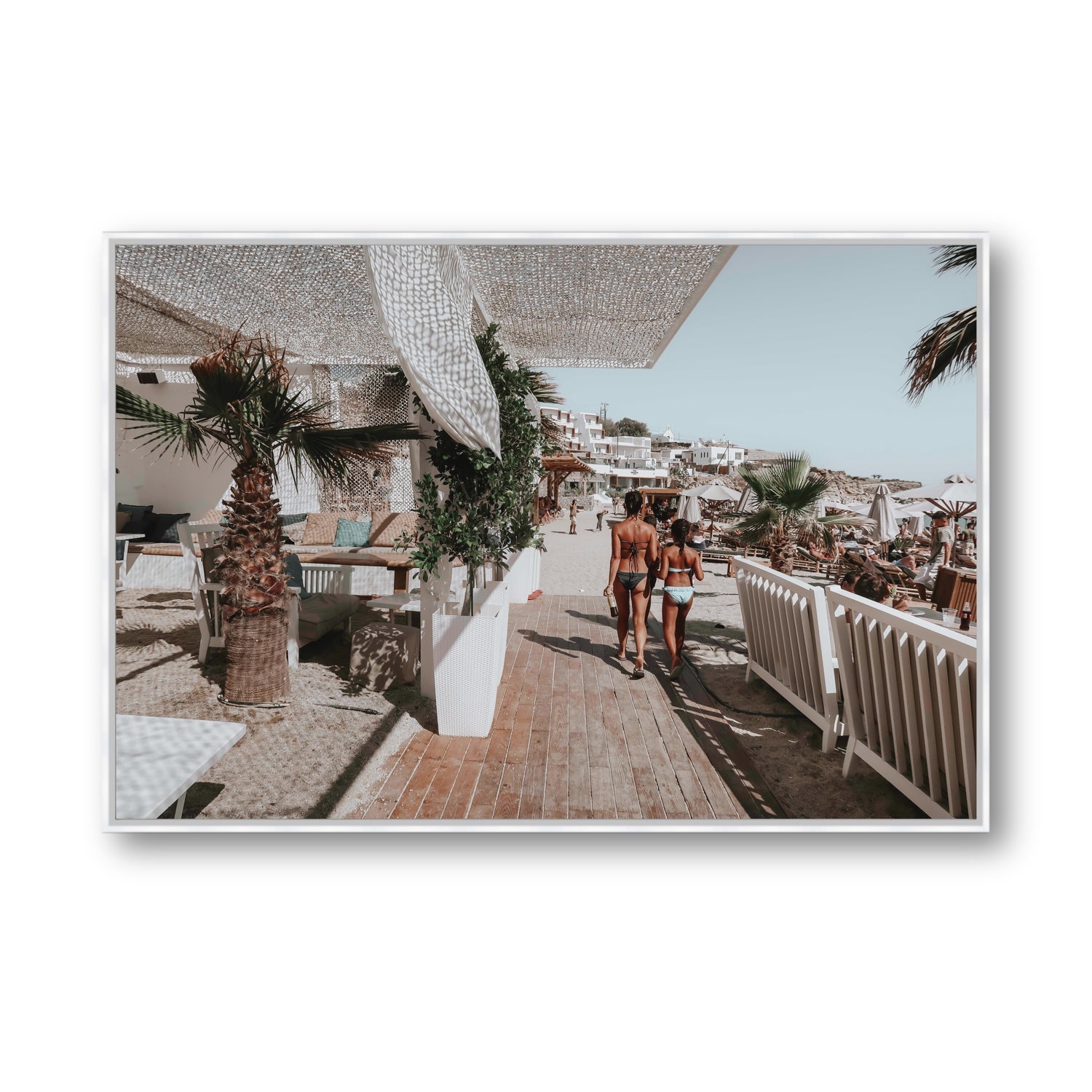 Mitera Kori Mykonos Greek island wall art Statement fine art canvas in white float frame