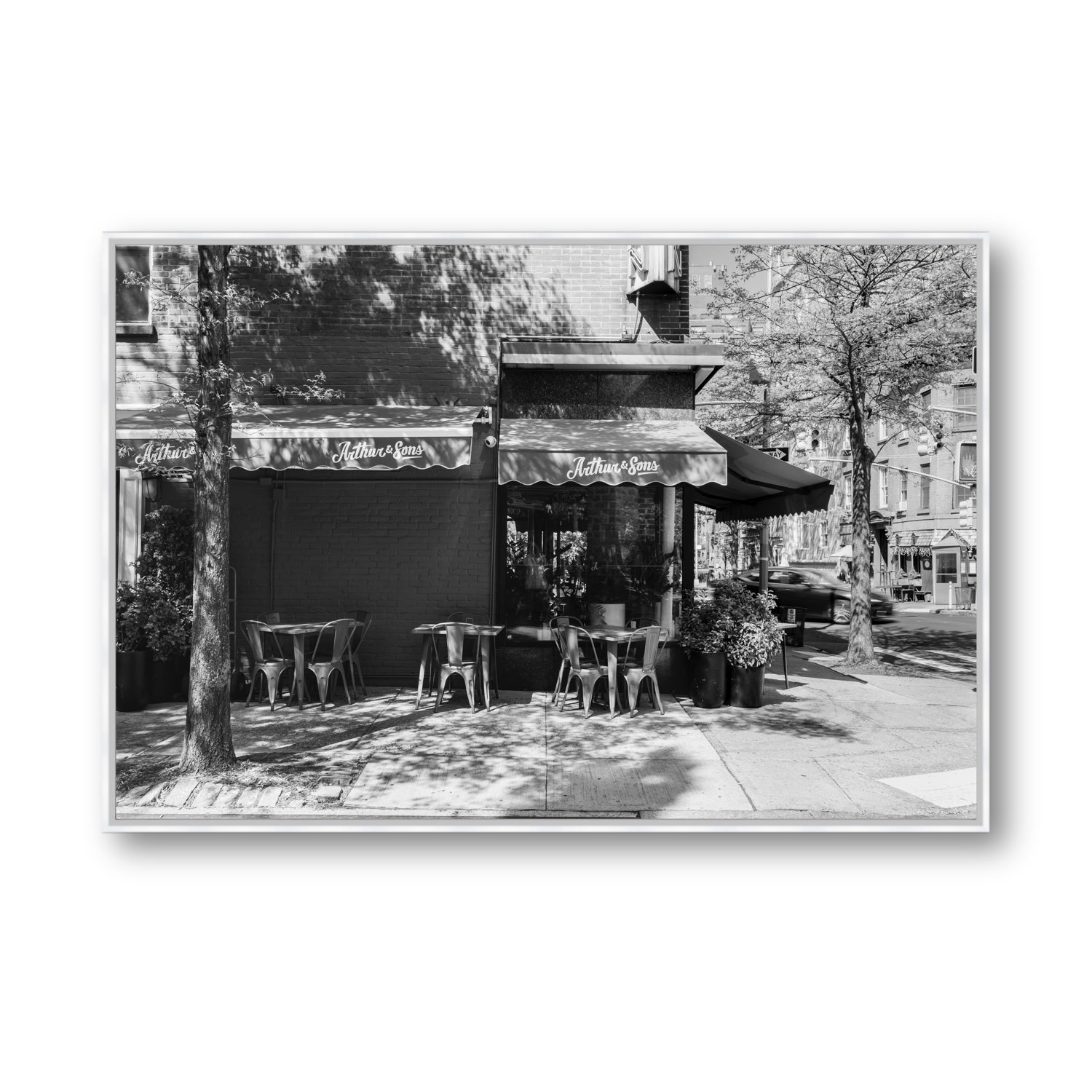 Arthur's Corner New York NYC Restaurant wall art Statement fine art canvas in white float frame
