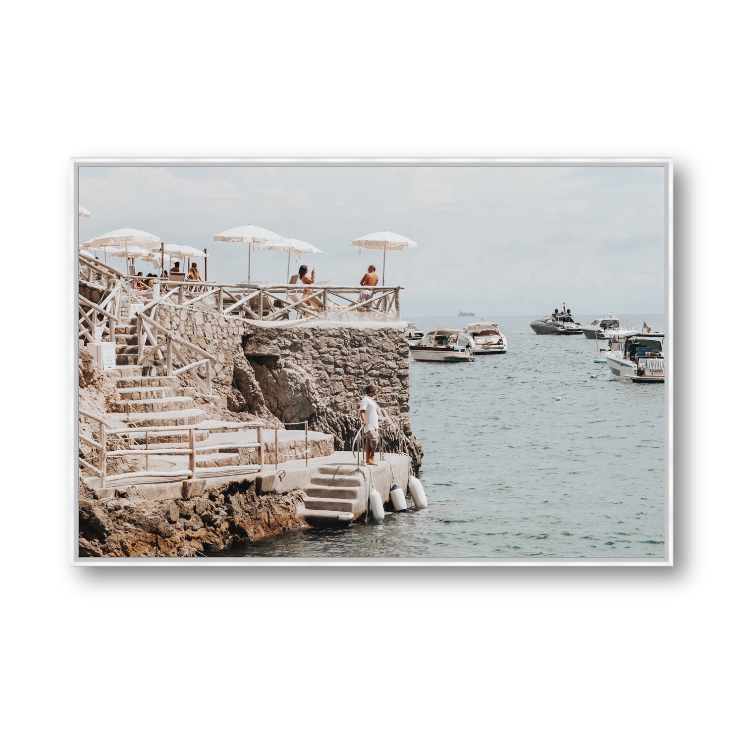 Conca Del Sogno fine art print, Nerano, Italy, Statement, White Float Frame, Fine Art Canvas