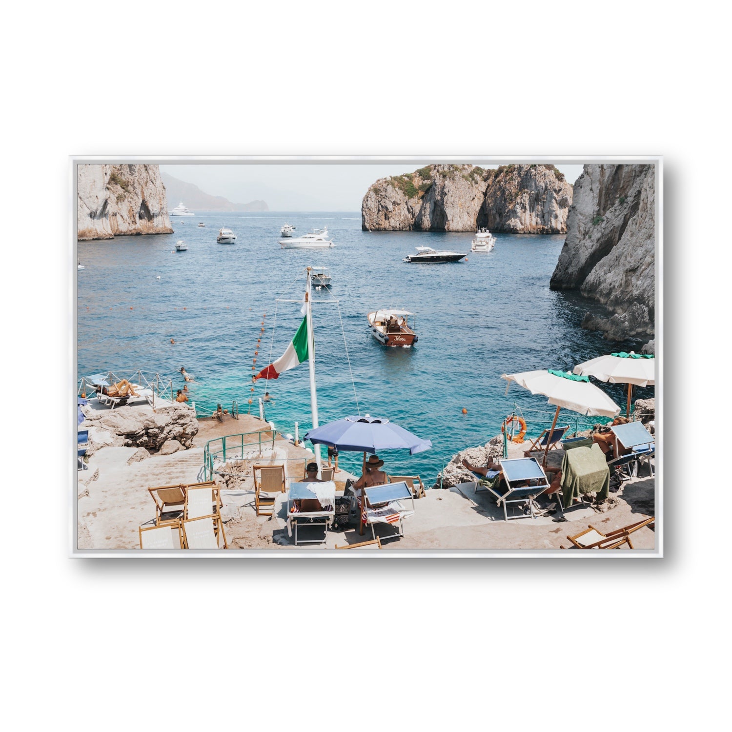 Smooth Sailing fine art print, Capri, Italy, Statement, White Float Frame, Fine Art Canvas