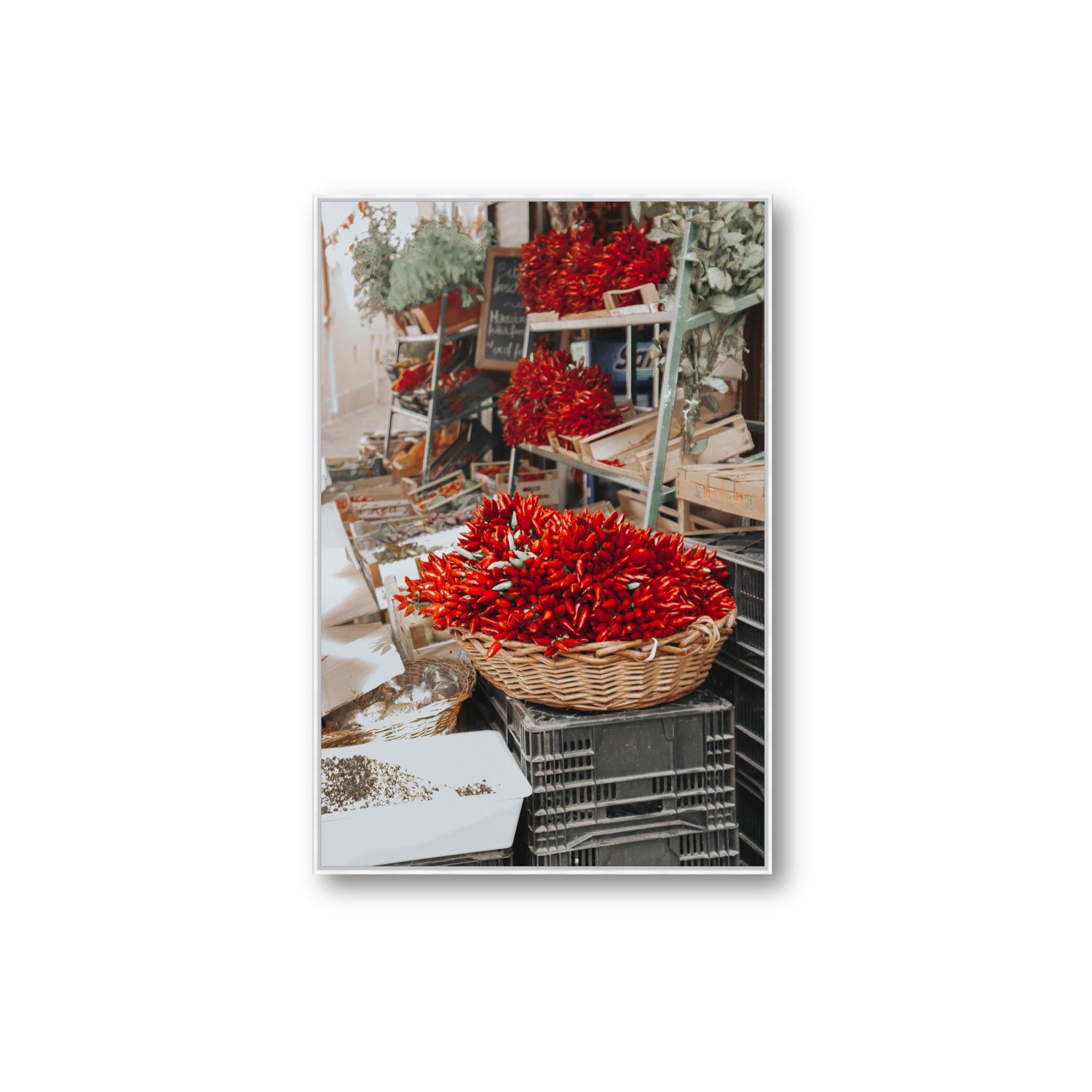 Fiery Cluster Puglia Italian wall art Extra Large fine art canvas in white float frame