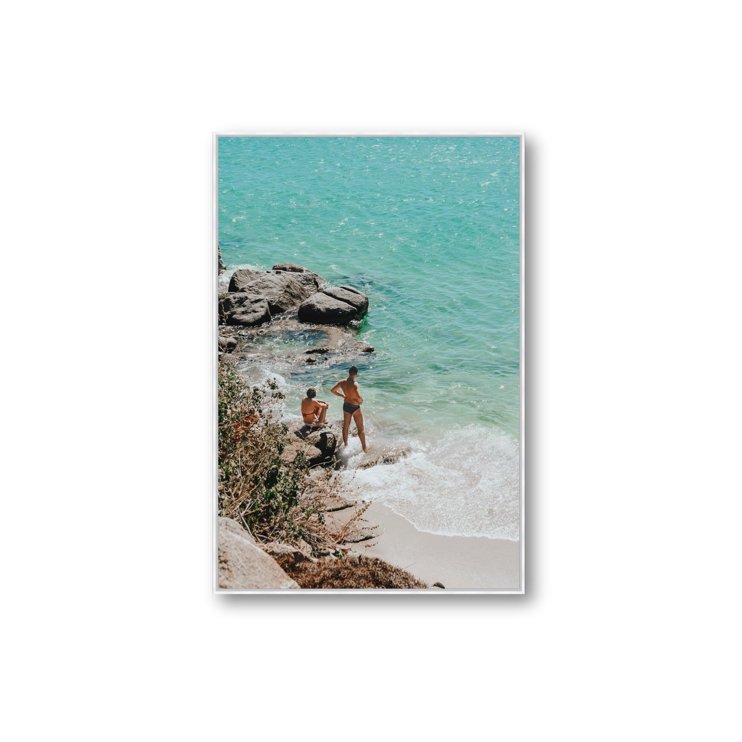 Scene Stealers Mykonos Greek island wall art Extra Large fine art canvas in white float frame