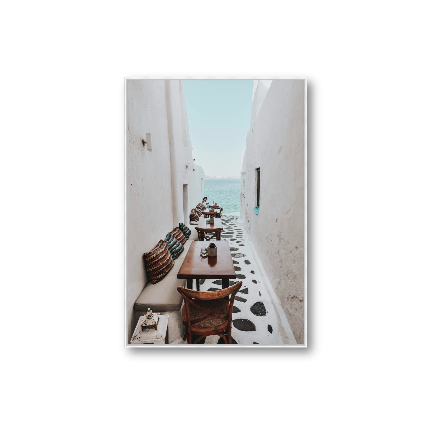 Trip Down Memory Lane fine art print, Mykonos, Greece, Extra Large, White Float Frame, Fine Art Canvas