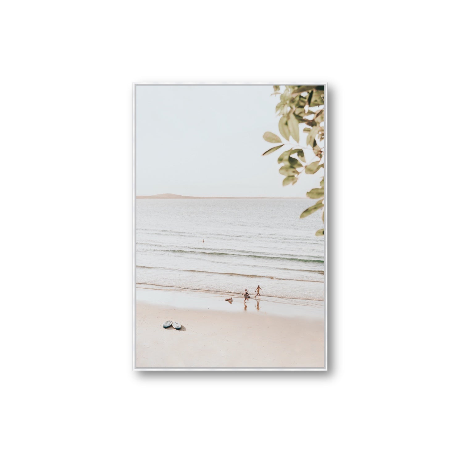 Walking On Sunshine fine art print, Noosa, Australia, coastal scenes artwork, Extra Large, White Float Frame, Fine Art Canvas