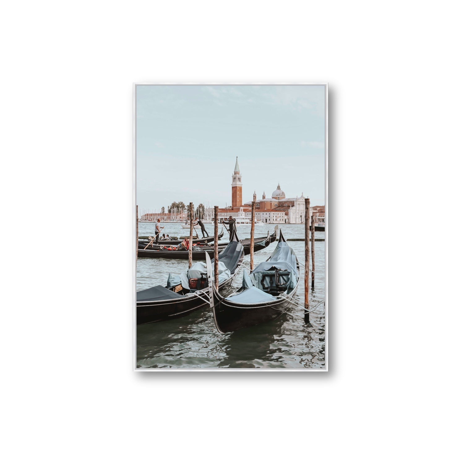 Italian Commute Venice Italian Mediterranean decor wall art Extra Large fine art canvas in white float frame