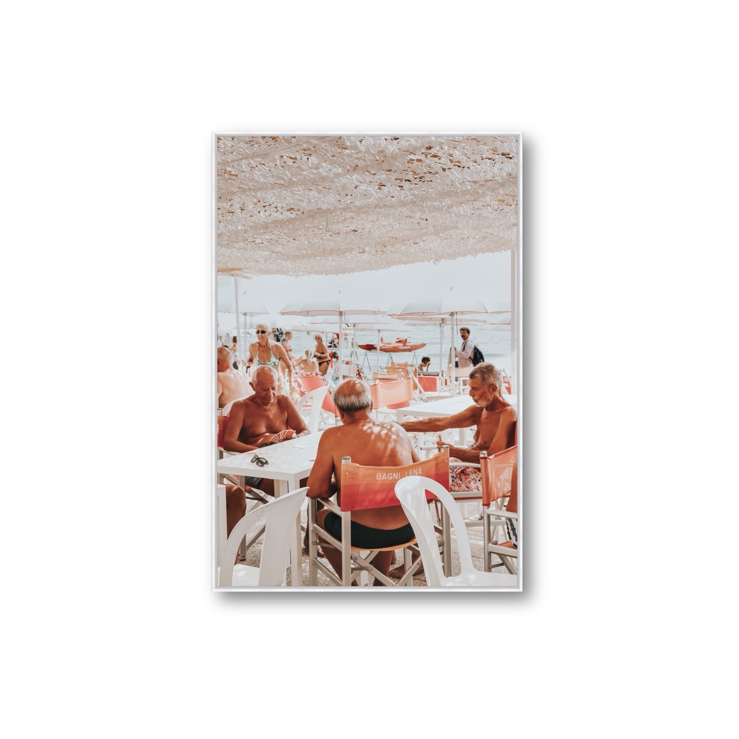 The Players fine art print, Alassio, Italy, Extra Large, White Float Frame, Fine Art Canvas