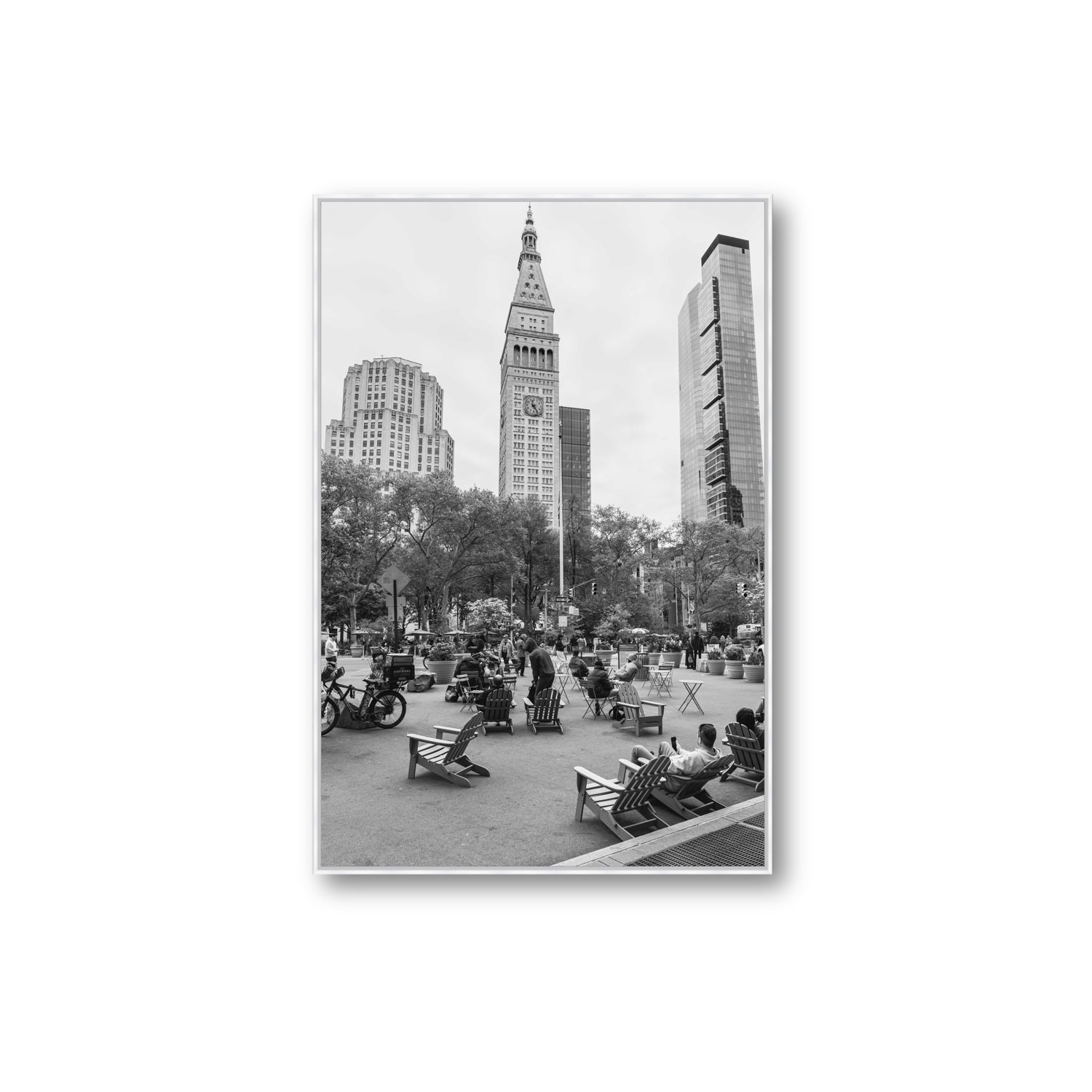 Timeless New York New York NYC Black & White wall art Extra Large fine art canvas in white float frame