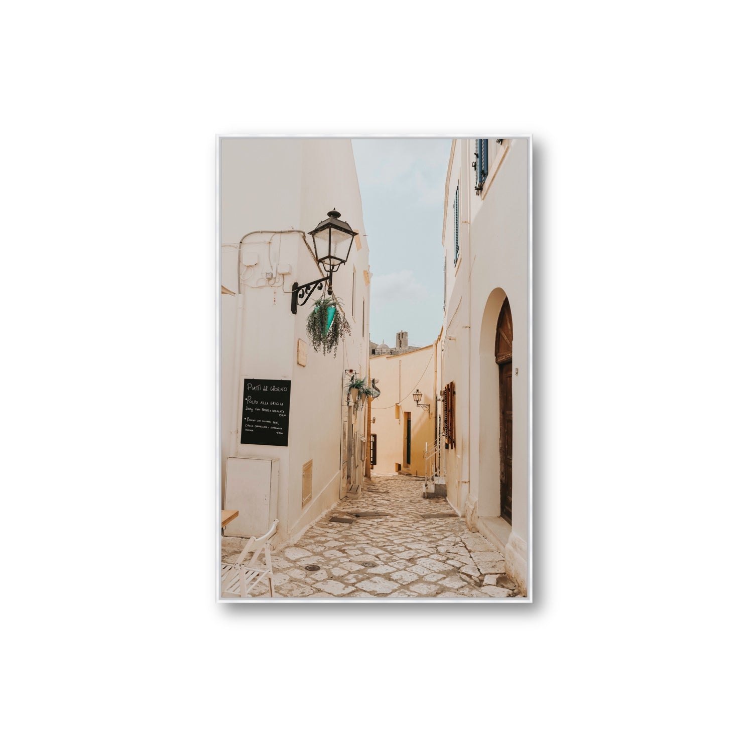Twilight Passage Puglia Italian wall art Extra Large fine art canvas in white float frame