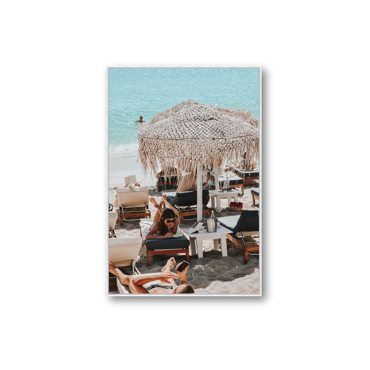 In The Zone Mykonos Greek island wall art Extra Large fine art canvas in white float frame