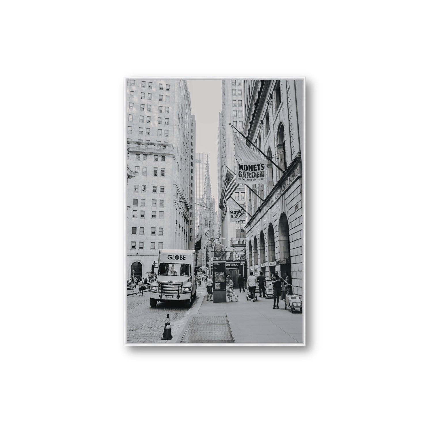 Metropolitan Monotone New York NYC Black & White wall art Extra Large fine art canvas in white float frame