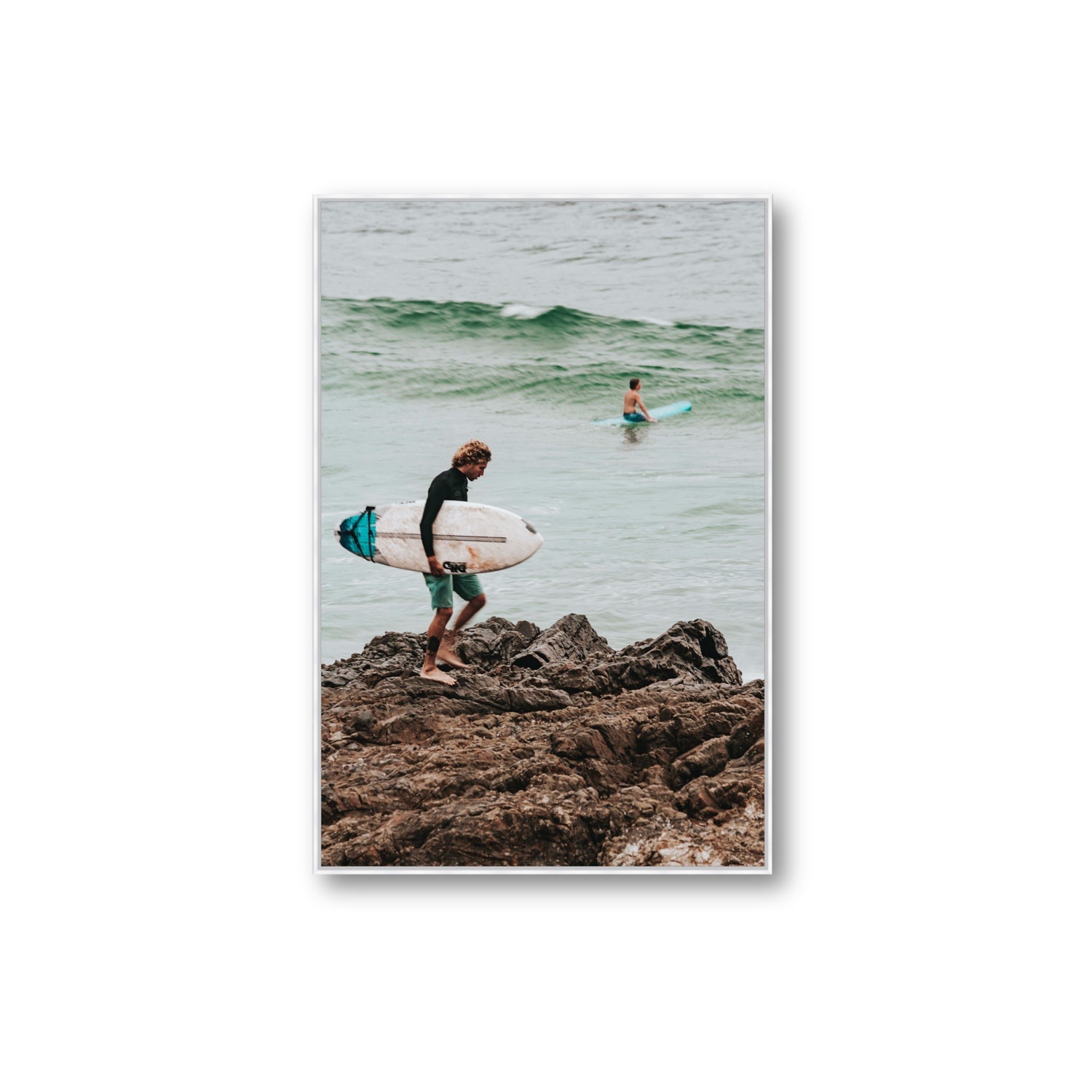 Not All Who Wander Are Lost Byron Bay Surf wall art Extra Large fine art canvas in white float frame