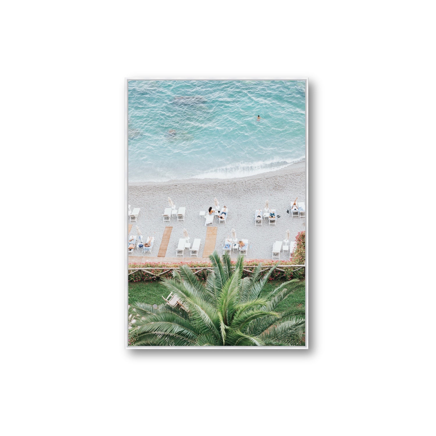Paradiso Amalfi Mediterranean wall art Extra Large fine art canvas in white float frame