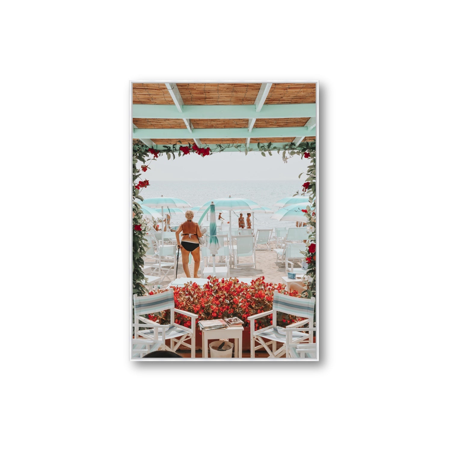 Nonna's Italian Escape Alassio Italian wall art Extra Large fine art canvas in white float frame