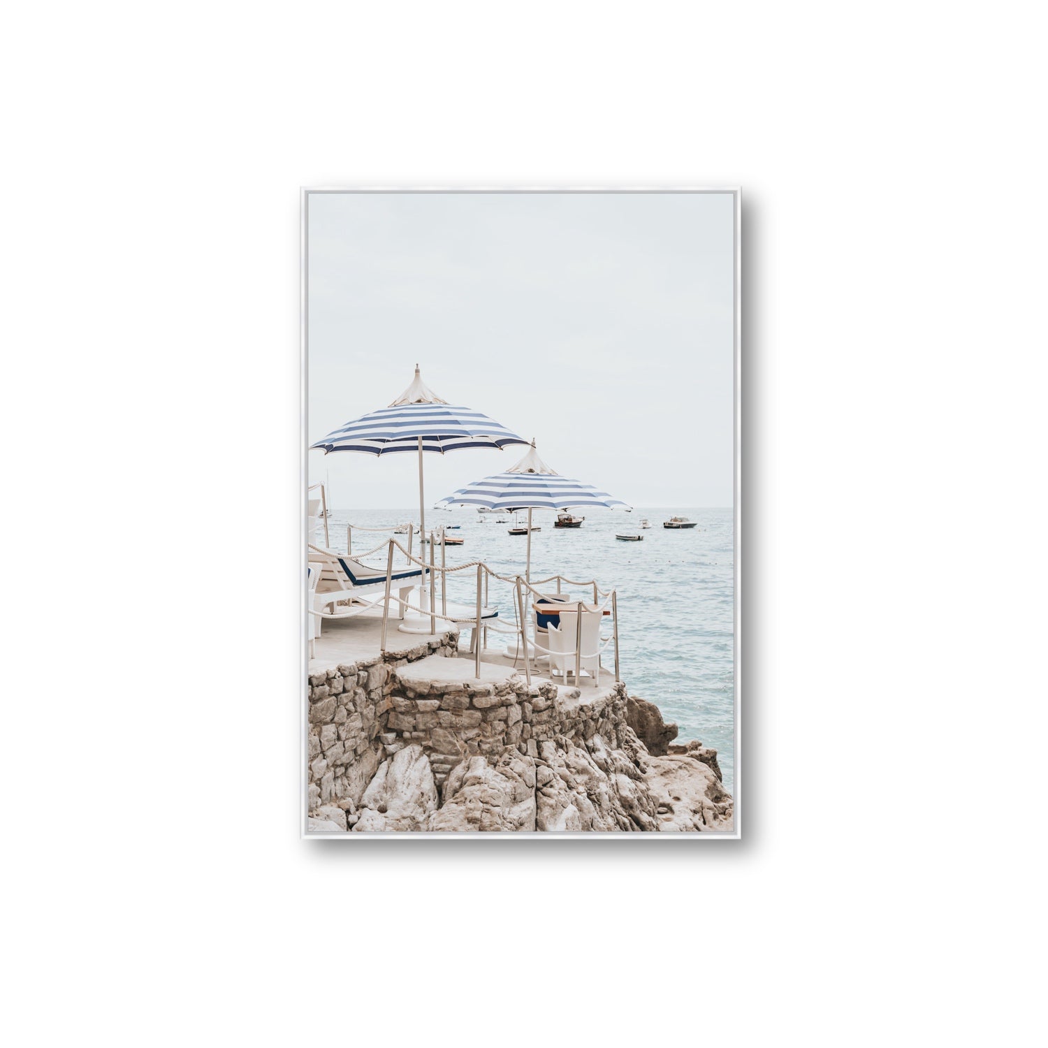 La Scogliera fine art print, Positano, Italy, Extra Large, White Float Frame, Fine Art Canvas