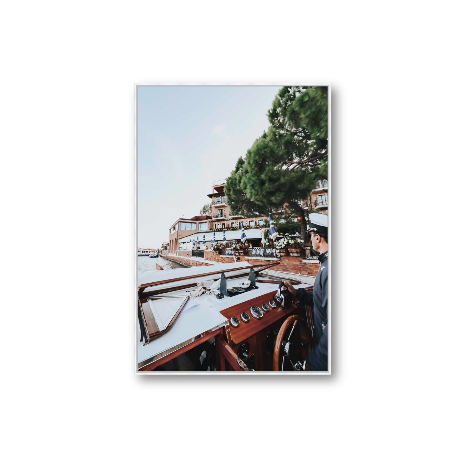 The Driver Venice Canal Italian wall art Extra Large fine art canvas in white float frame