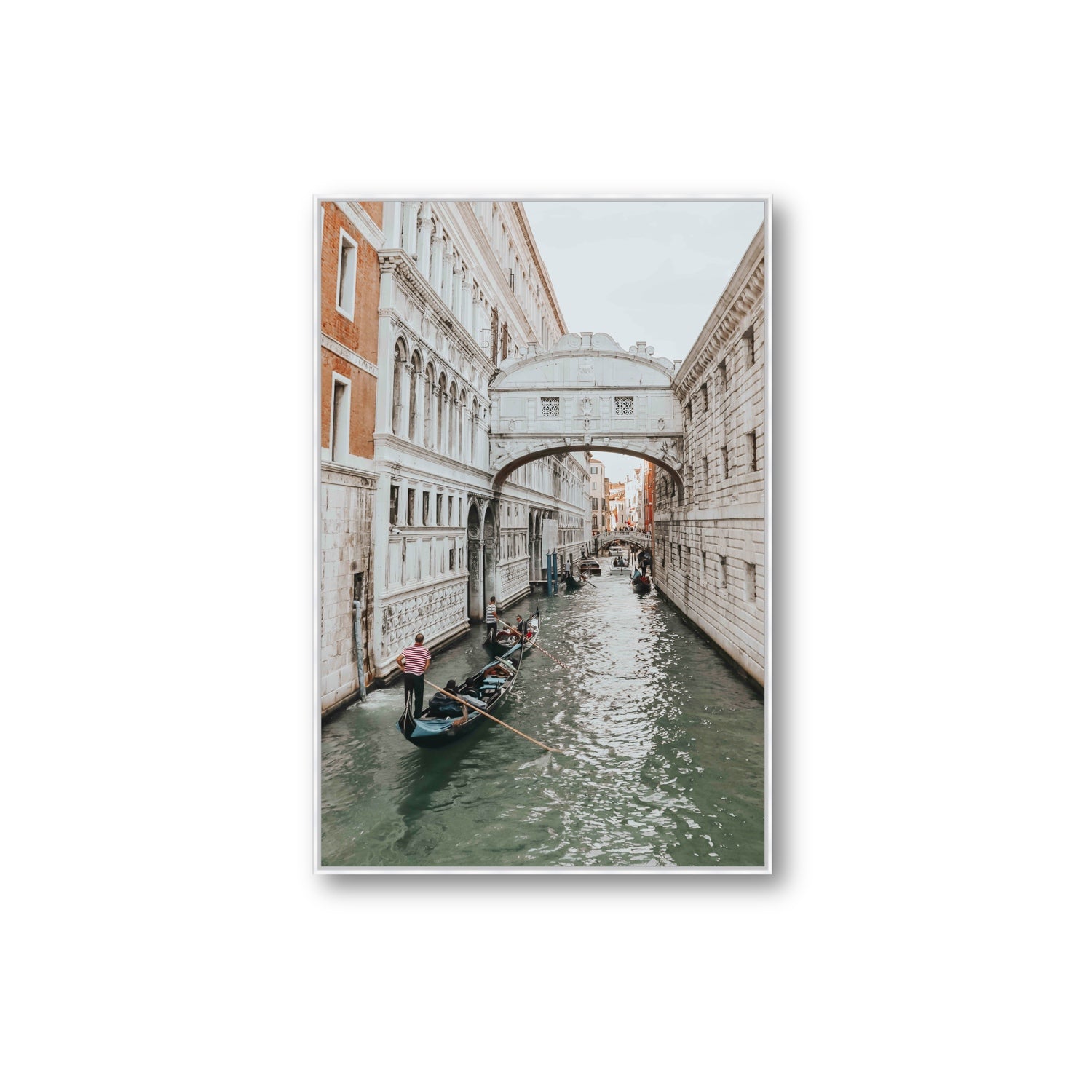 Bridge of Sighs Venice Gondola Italian wall art Extra Large fine art canvas in white float frame