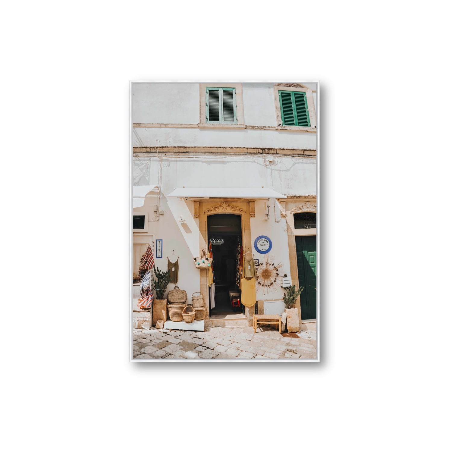 Artisan Ambience Puglia Italian wall art Extra Large fine art canvas in white float frame