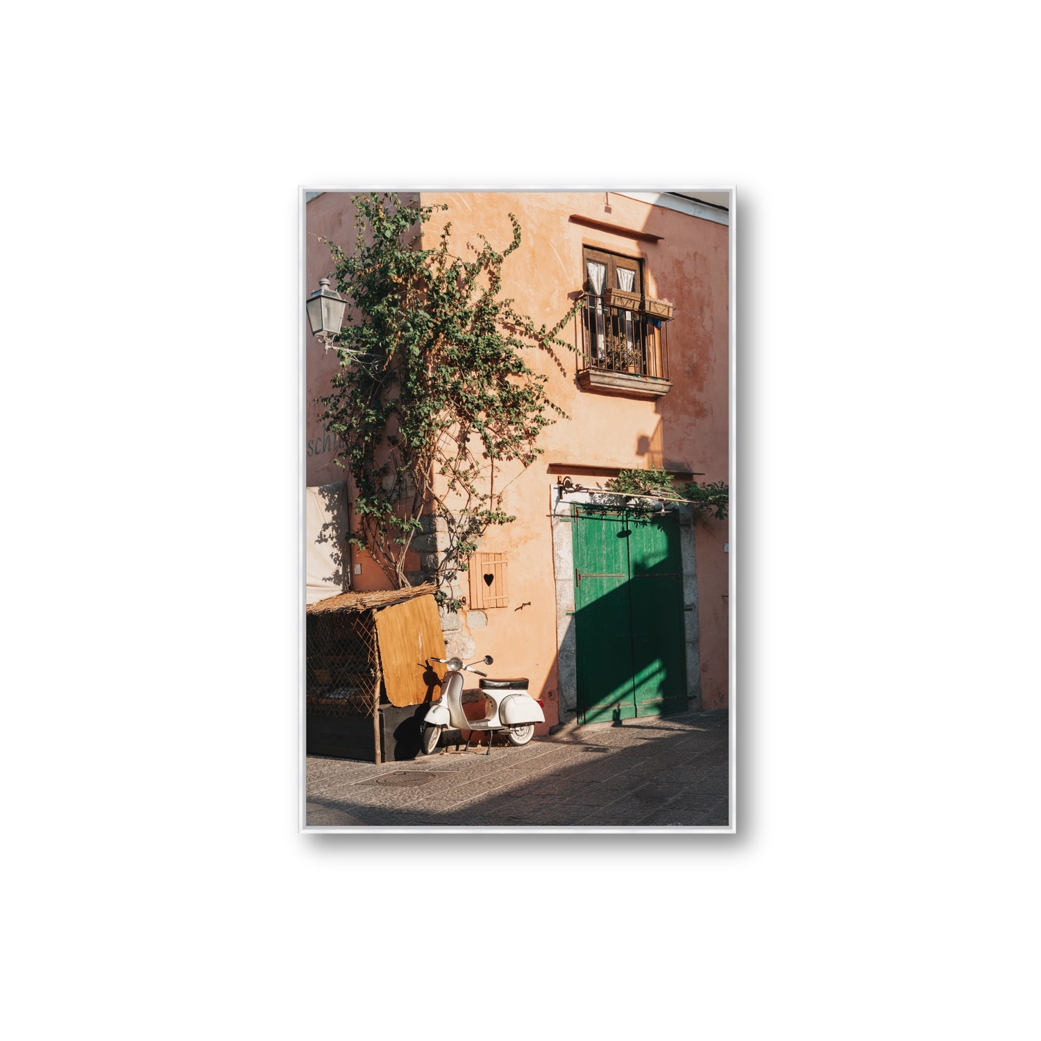 La Casa Ischia Italian Mediterranean decor wall art Extra Large fine art canvas in white float frame