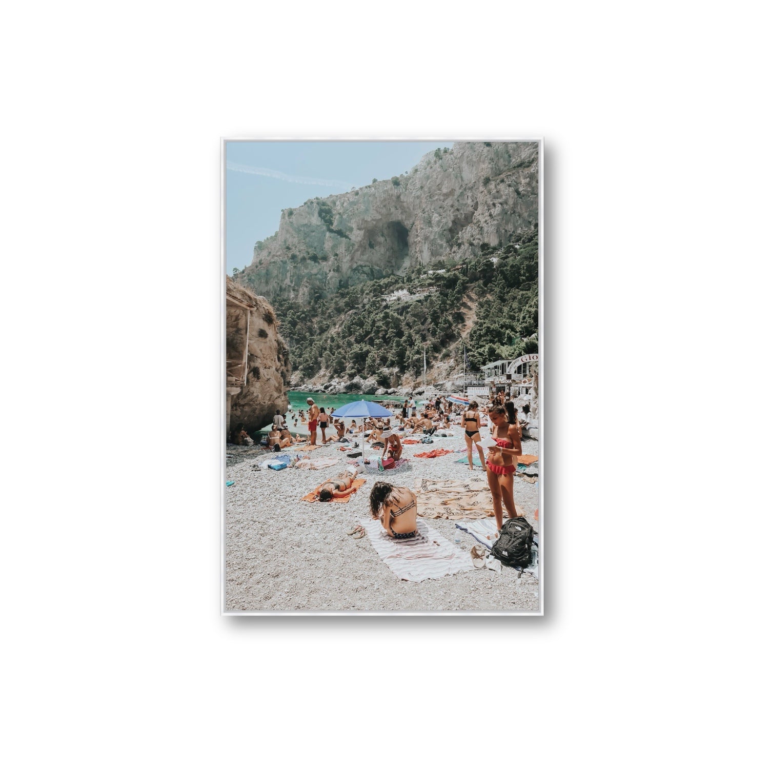 Marina Piccola Capri Mediterranean wall art Extra Large fine art canvas in white float frame