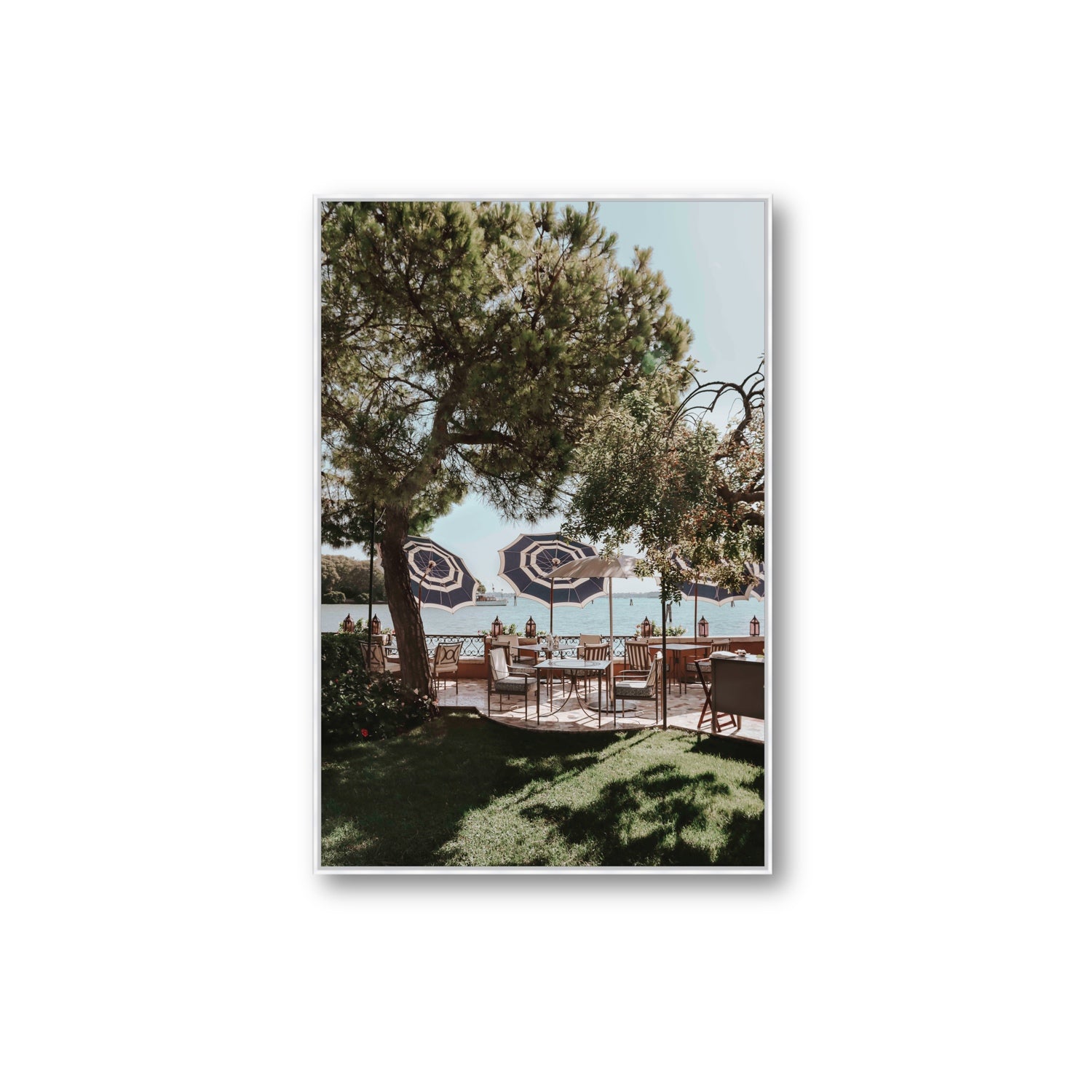 Tranquil Gardens Venice Italian wall art Extra Large fine art canvas in white float frame