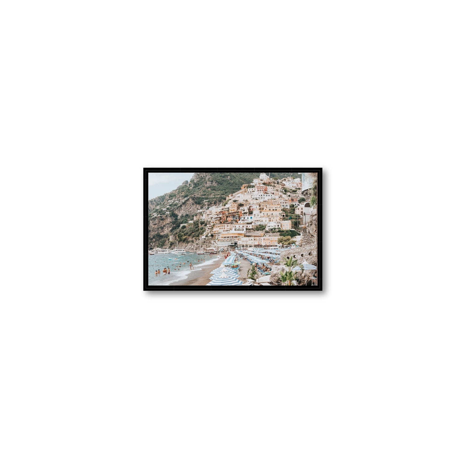 Villagio Sul Mare fine art print, Positano, Italy, Small, Black Float Frame, Fine Art Canvas