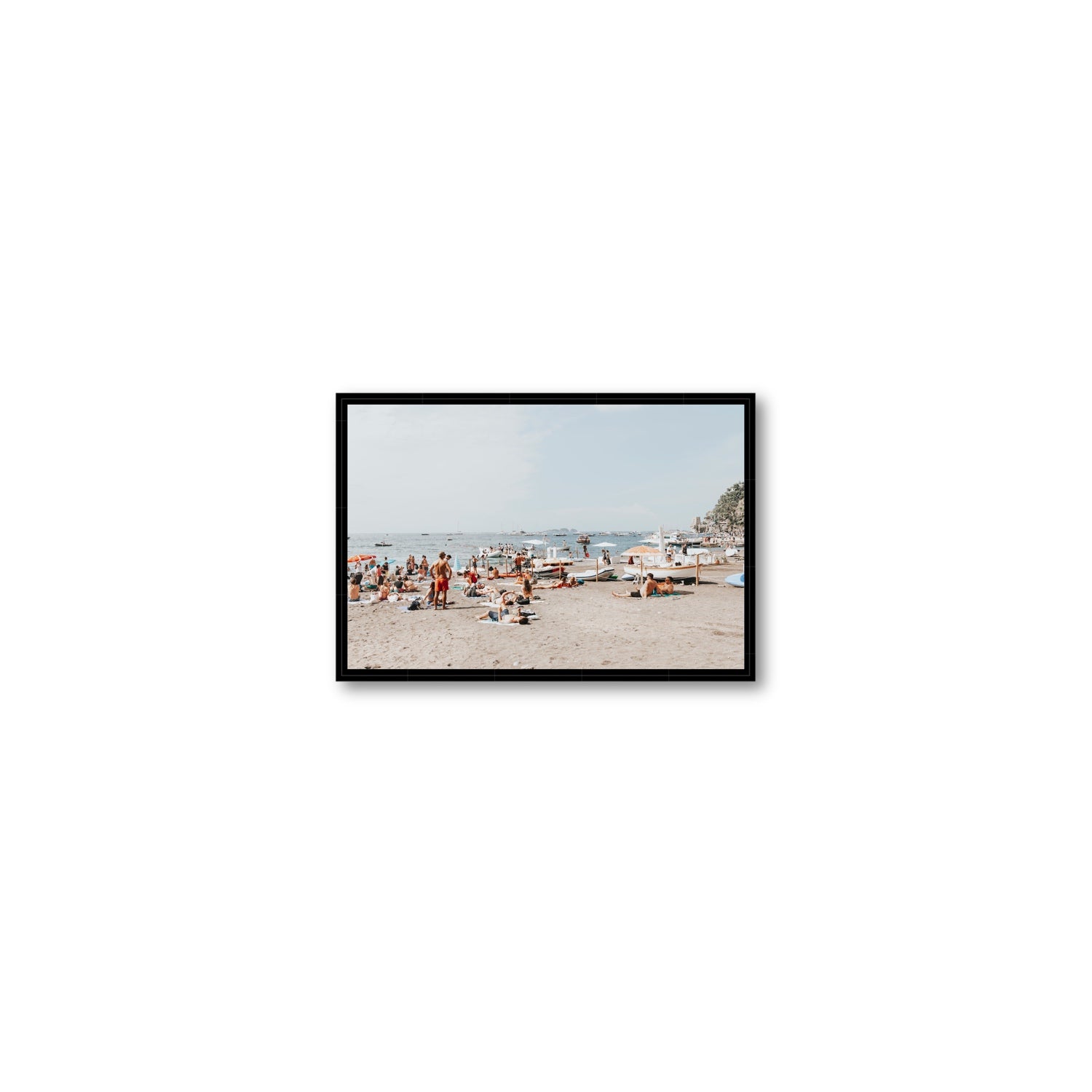 Beachy Vibes fine art print, Positano, Italy, Small, Black Float Frame, Fine Art Canvas