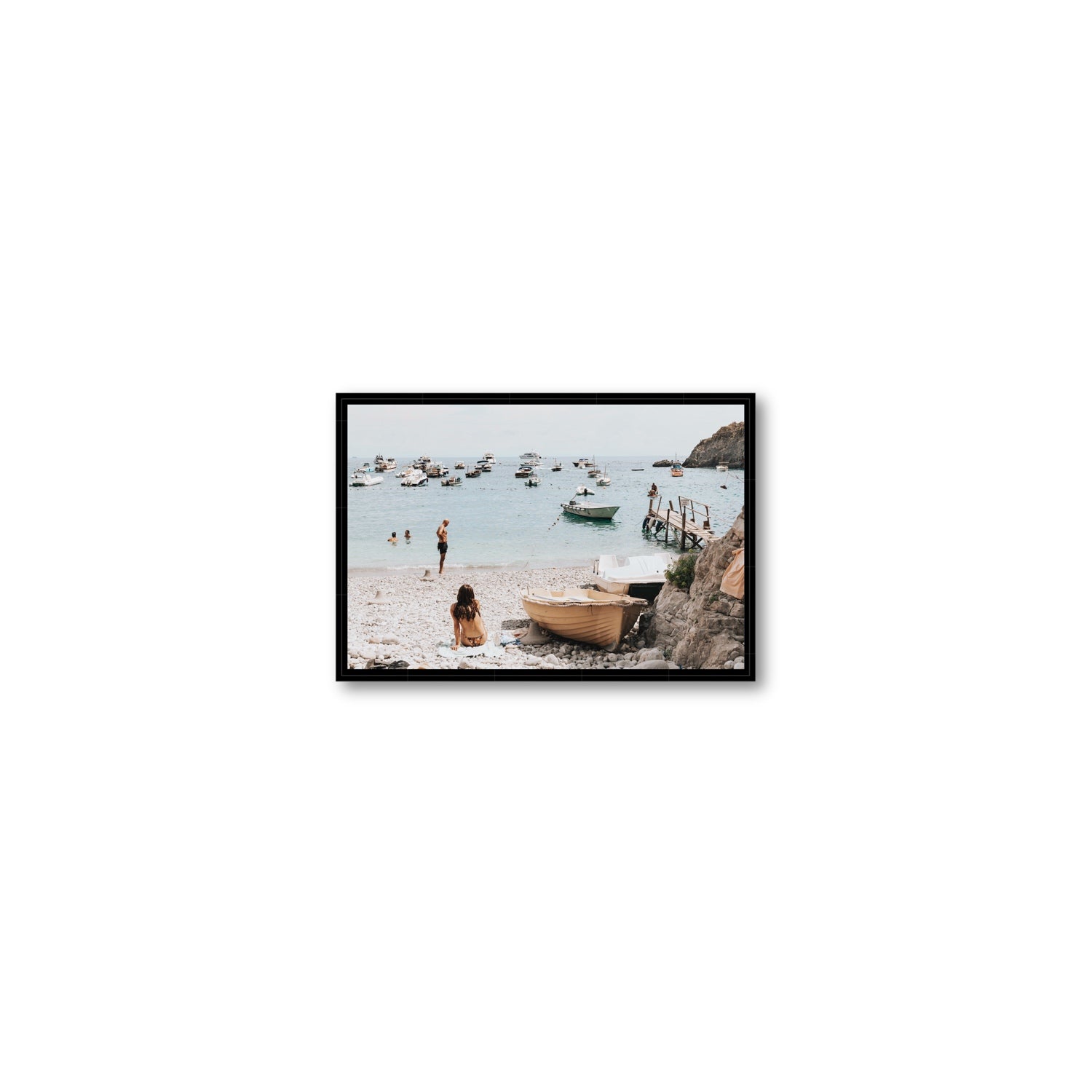 L'Osservatore Nerano wall art Small fine art canvas in black float frame