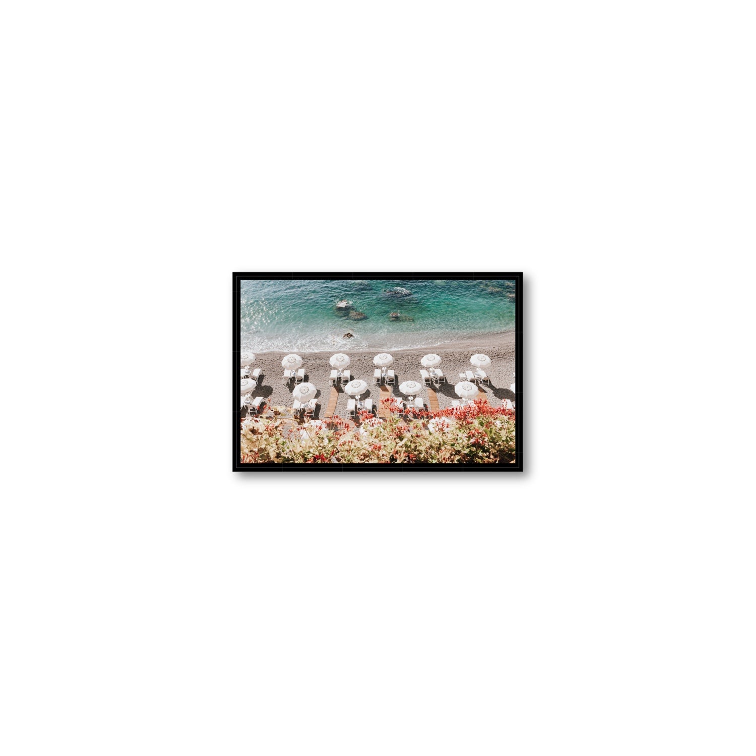 Coastal Charms fine art print, Amalfi, Italy, Small, Black Float Frame, Fine Art Canvas