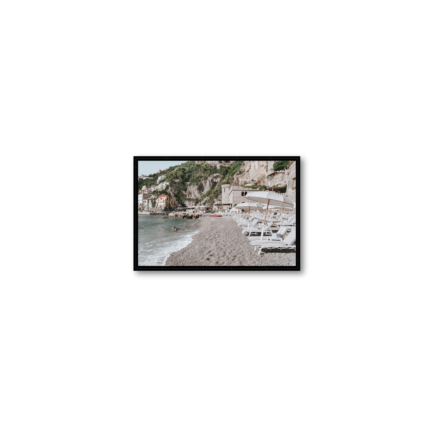 Borgo Santandrea fine art print, Amalfi, Italy, Small, Black Float Frame, Fine Art Canvas