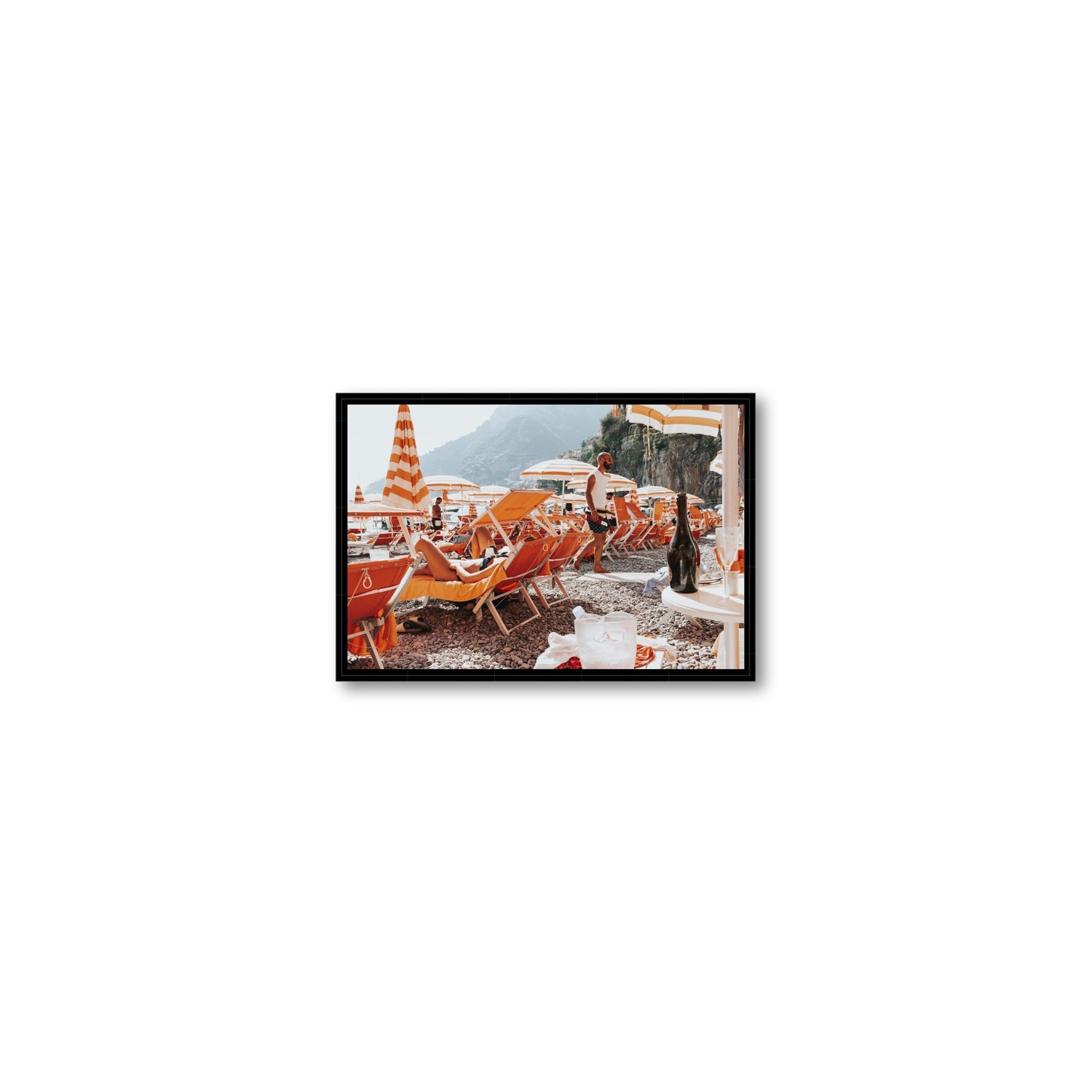 Zesty Shade Positano wall art Small fine art canvas in black float frame