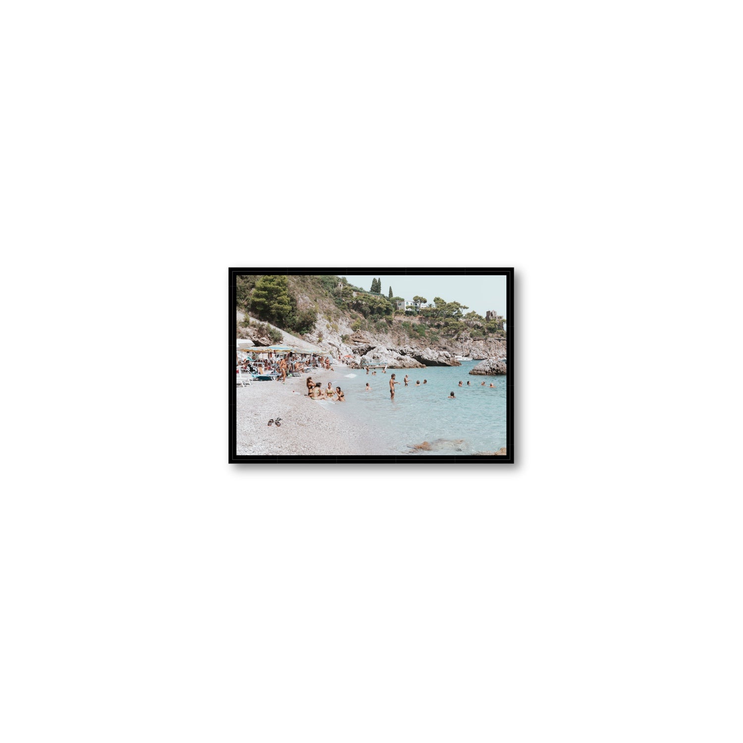 La Vacanza Amalfi Mediterranean wall art Small fine art canvas in black float frame
