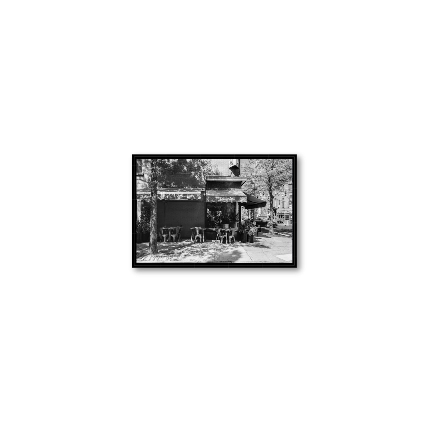 Arthur's Corner New York NYC Restaurant wall art Small fine art canvas in black float frame